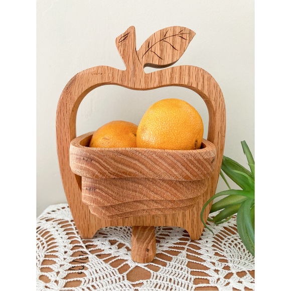 Vintage Wooden Apple Basket and Trivet in One! Folding Apple Bowl, Apple Trivet - Picture 2 of 6